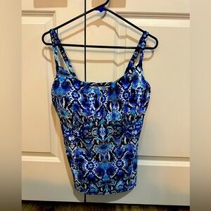 Coco Reef Tankini Womens 38DD Blue Snakeskin Swimwear